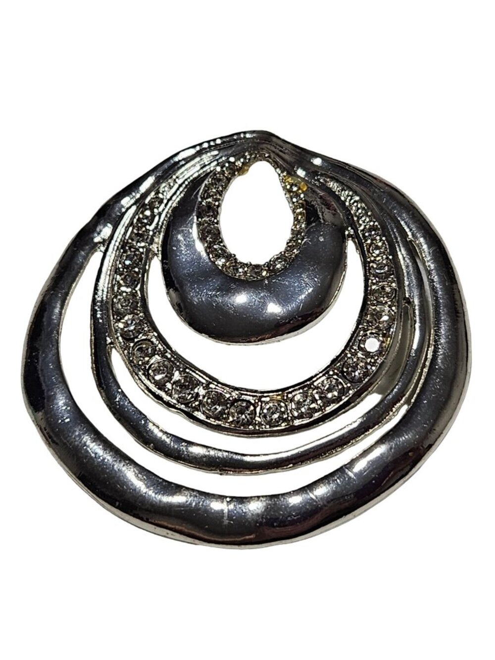 Vintage Spiral Rhinestone Pendant Silver Tone DIY Necklace Fashion Jewelry